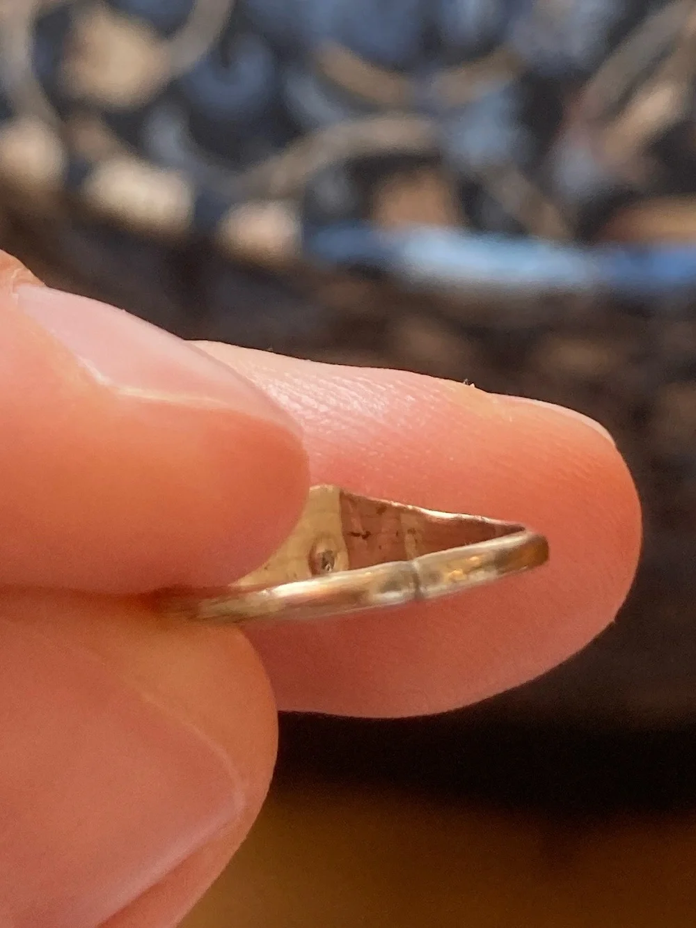 Antique Victorian Turquoise Gold-Filled Ring, Tiny Size, As Is